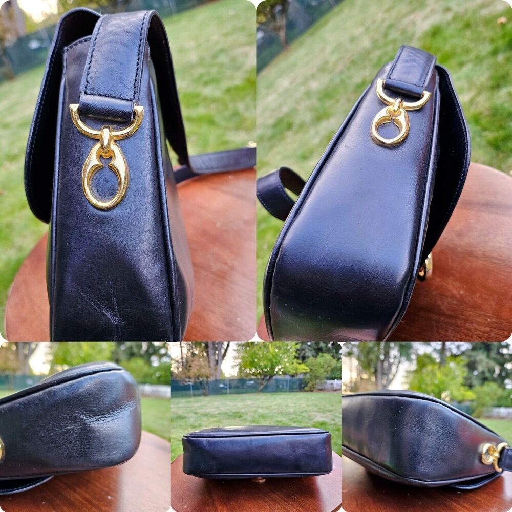Vintage CELINE Horse Carriage Black Italy Leather Shoulder Bag - Picture 6 of 12